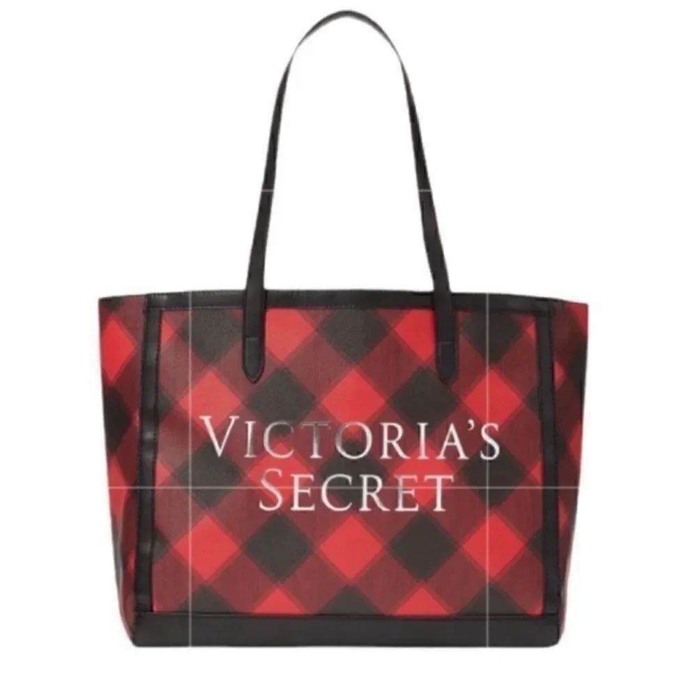 Victoria's Secret Plaid Black and Red Tote